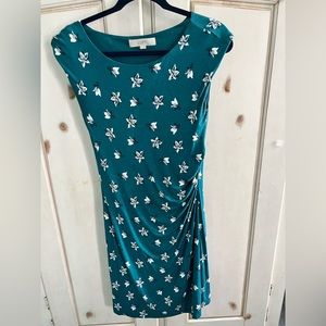 Blue Floral Cinched Dress - LOFT
